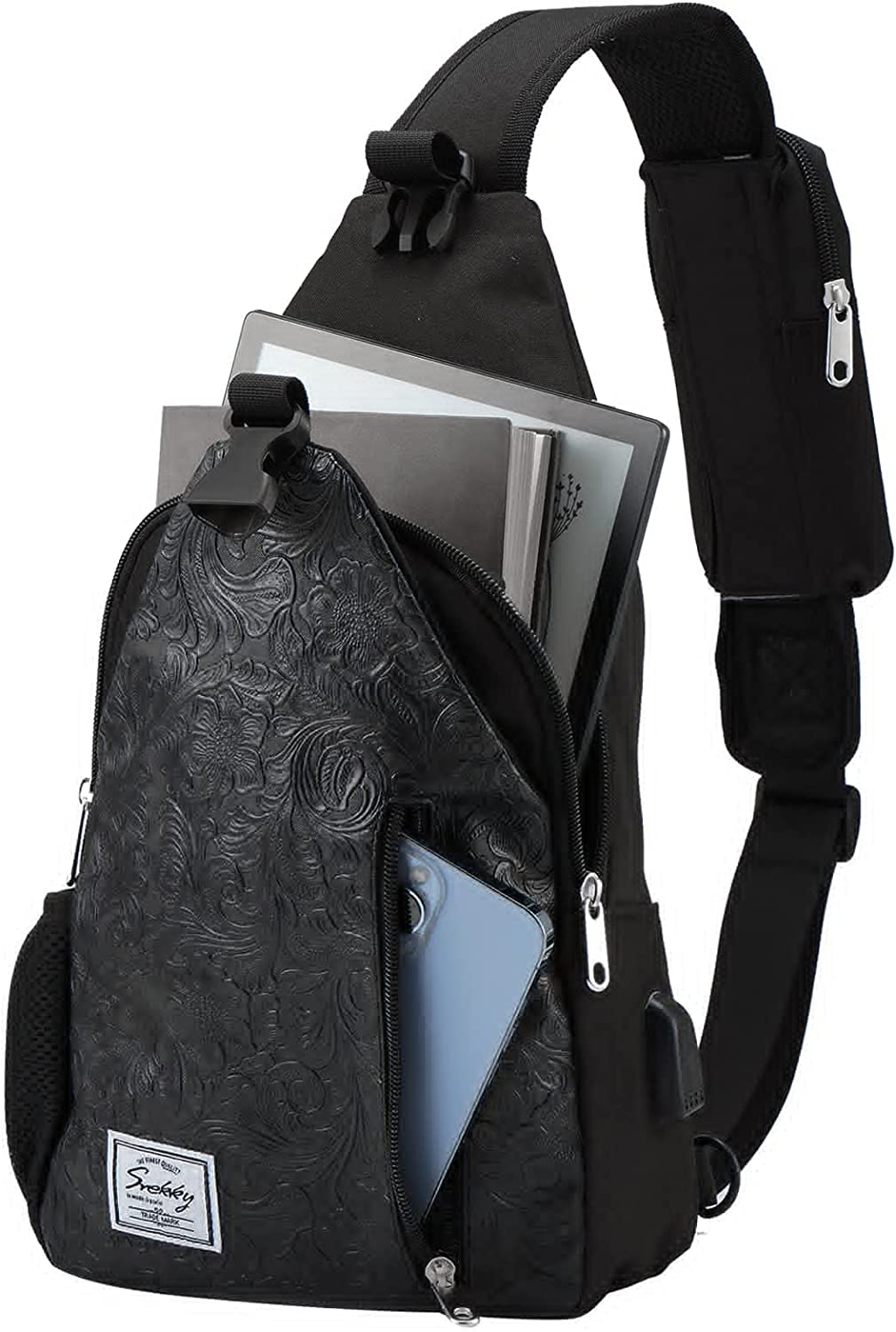 d'yallee 15.4" Sling Bag for Men Crossbody Shoulder Chest Bags Nylon for Travel Gym Sport Hiking with USB Charger Port … - Image 2
